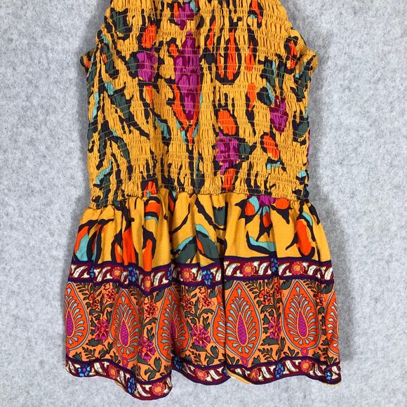 Haute Hippie Top‎ Small Yellow Tank Blouse Ruffle Halter Paisley Floral Boho - Picture 3 of 10